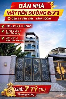 Bán nhà mặt tiền Long Thạnh Mỹ đường 671, DT 58m2 4 tầng, sổ hồng riêng, giá 7 tỷ